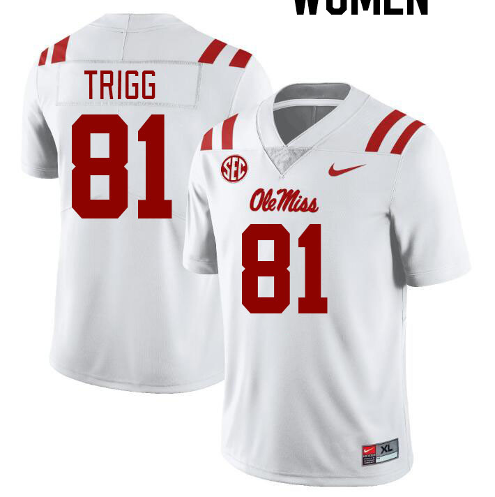 Women #81 Michael Trigg Ole Miss Rebels College Football Jerseyes Stitched Sale-White